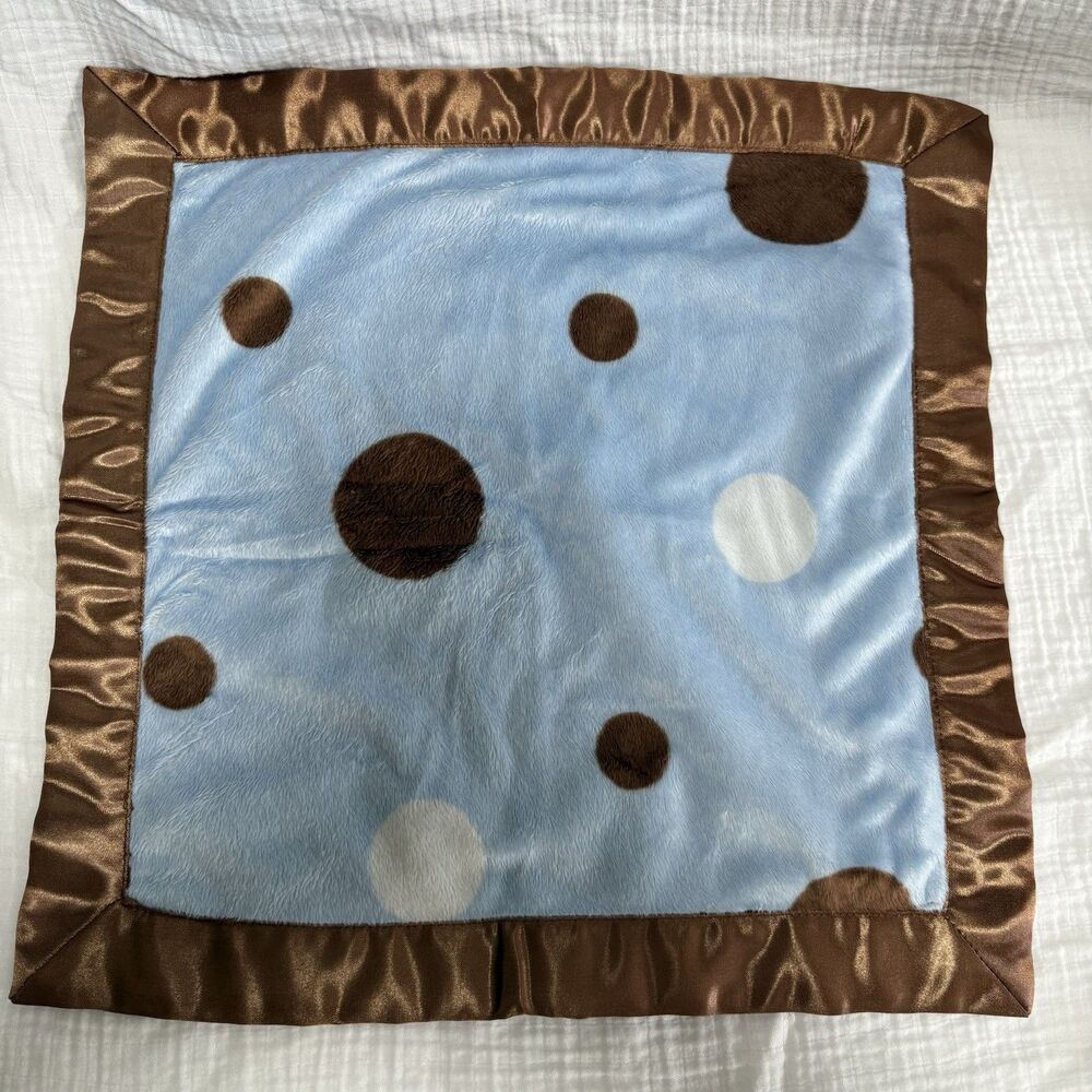 Vitamin Baby Security Blanket Lovey Blue Brown Polka Dot